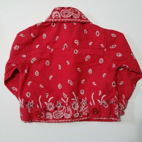 Quacker Factory Jacket Toddler 3T Red Bandana Button Up Pocket Back To School - Picture 2 of 7
